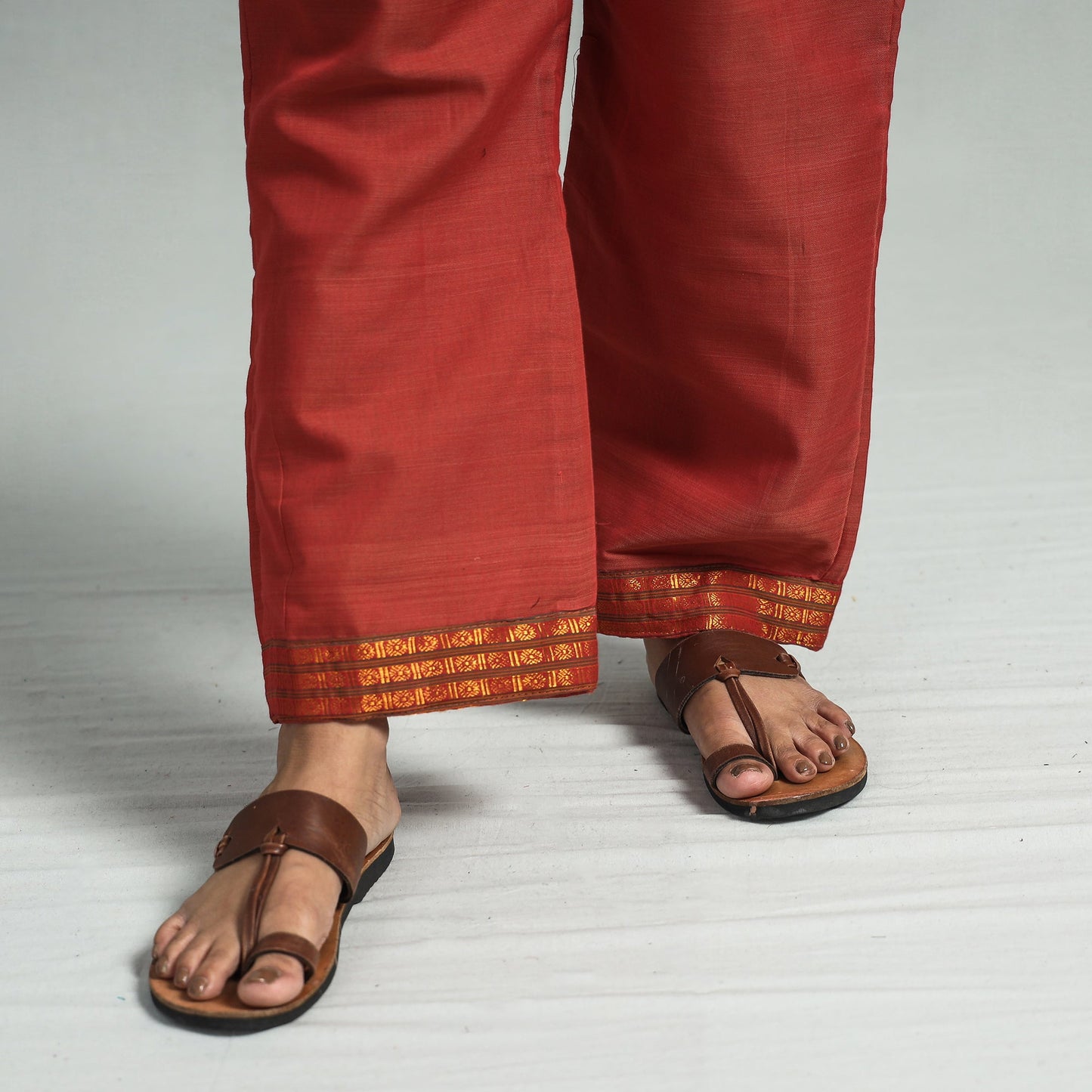 Dark peach - dharwad cotton kurta with palazzo & dupatta