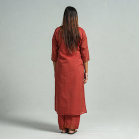 Dark peach - dharwad cotton kurta with palazzo & dupatta