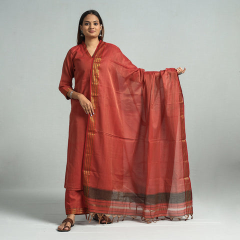Dark peach - dharwad cotton kurta with palazzo & dupatta