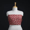 Buy Dark Peach Block Print Woollen Sanganeri Blouse Piece