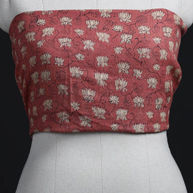 Buy Dark Peach Block Print Woollen Sanganeri Blouse Piece