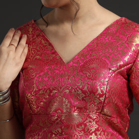Dark pink - banarasi silk zari weave stitched blouse