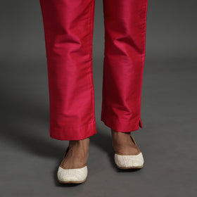 Dark pink - elegant banarasi brocade silk kurta with pant