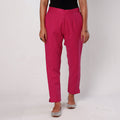 Dark pink - flex cotton tapered casual pant for women