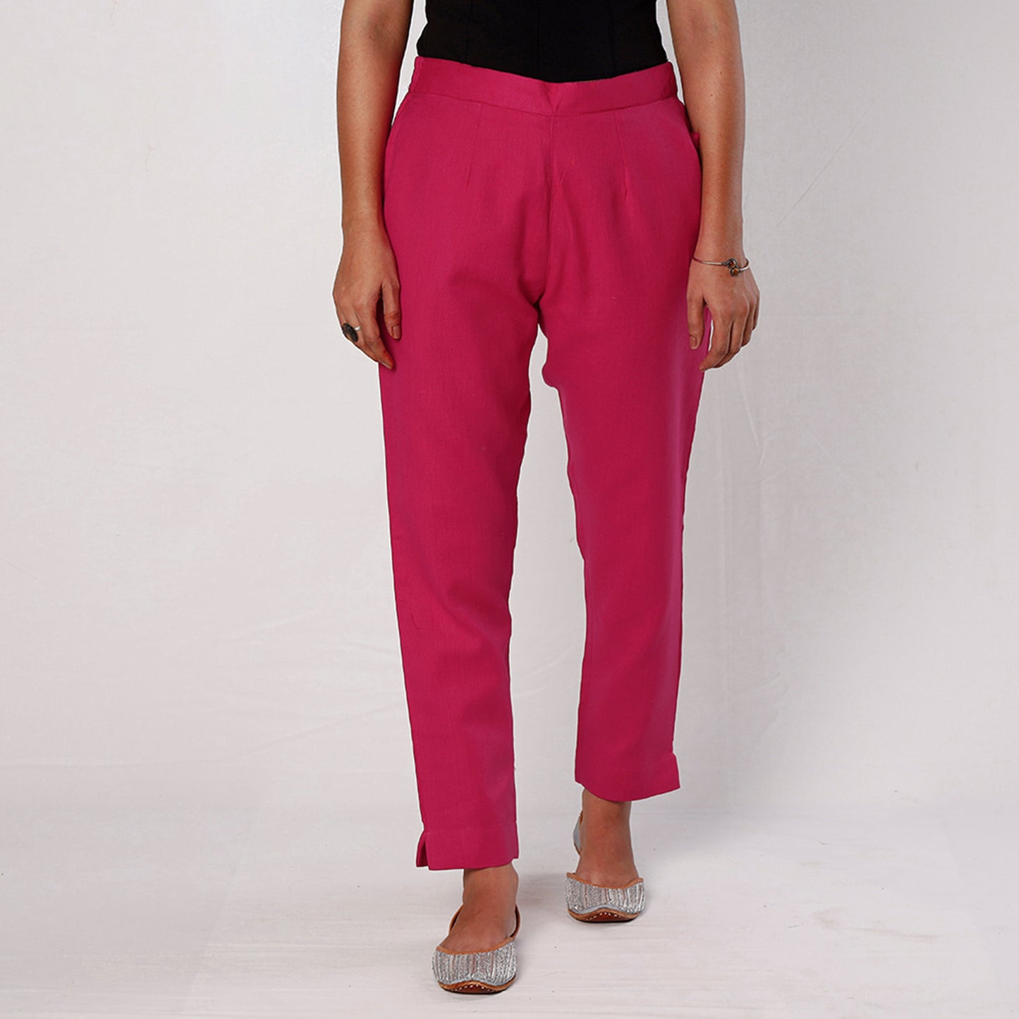 Dark pink - flex cotton tapered casual pant for women