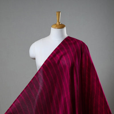 Dark Pink Handloom Chanderi Silk Tie-Dye Leheriya Fabric