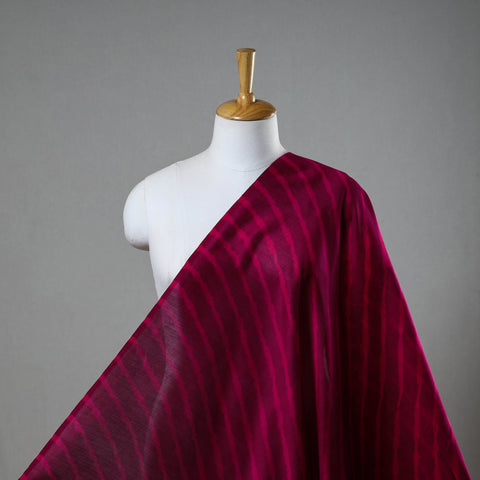 Dark Pink Handloom Chanderi Silk Tie-Dye Leheriya Fabric