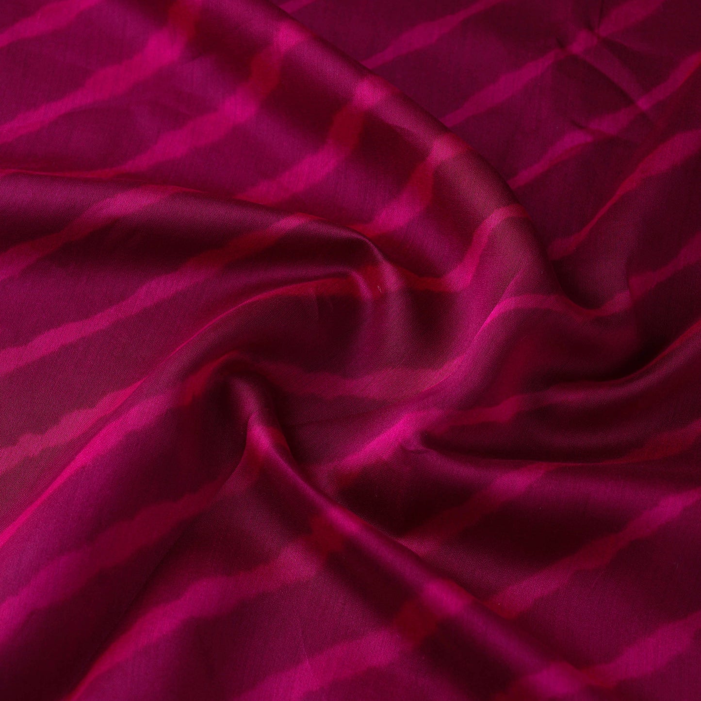 Dark Pink Handloom Chanderi Silk Tie-Dye Leheriya Fabric