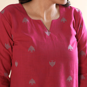 Dark pink jacquard cotton top & pyjama night suit set