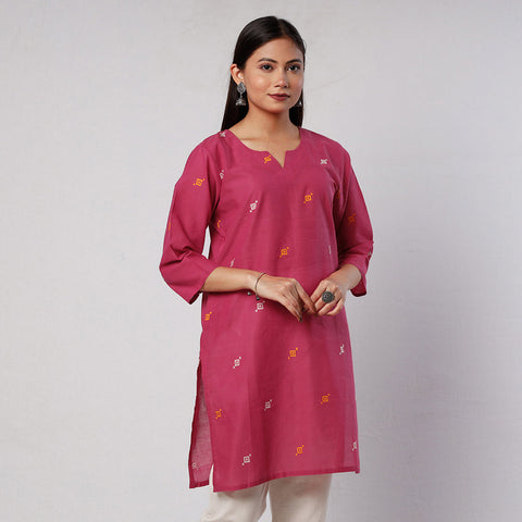  iTokri Casuals  Jamdani Handloom Cotton Short Kurta for Women