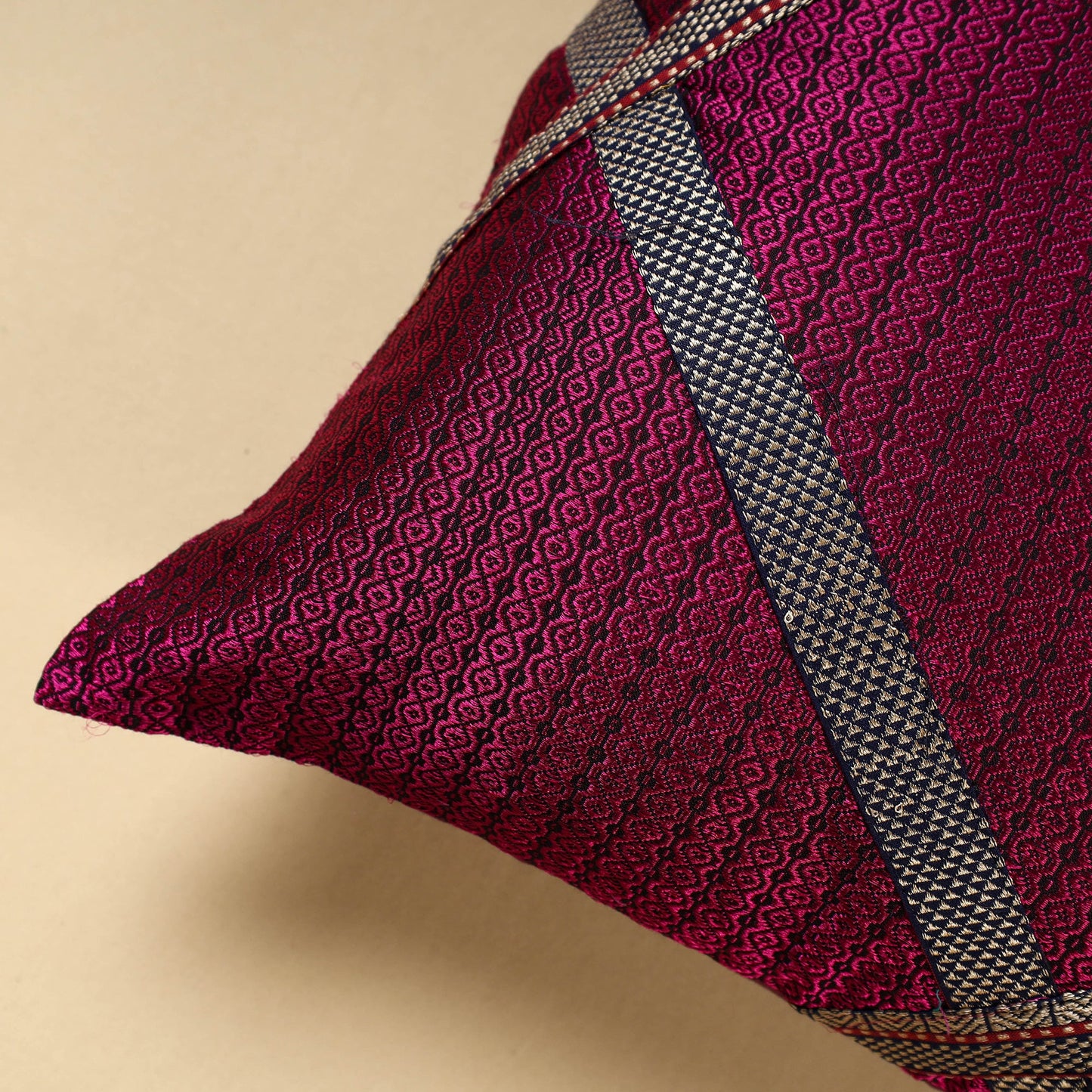 Dark Pink - Khun Weave Cotton Cushion Cover (16 x 16 in)