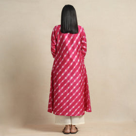 Buy Leheriya Tie-Dye Chanderi Silk Kurta Online at iTokri.com