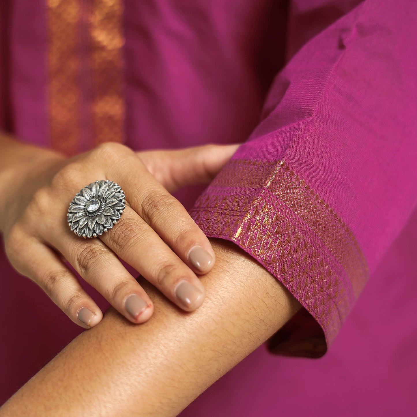 Dark pink - mangalagiri handloom cotton kurta with palazzo
