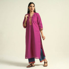 Dark pink - mangalagiri handloom cotton kurta with palazzo