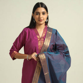 Dark pink - mangalagiri handloom cotton kurta with palazzo