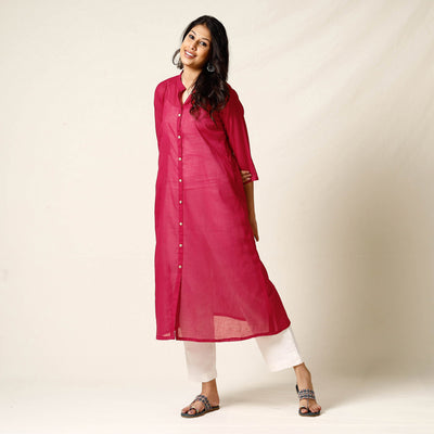  Mulmalai Cotton Plain Dyed Long Kurta Online at iTokri.com