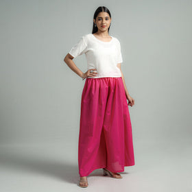 Buy Dark Pink Plain Dyed Cotton Flared Palazzo | iTokri