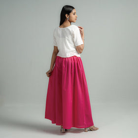 Buy Dark Pink Plain Dyed Cotton Flared Palazzo | iTokri