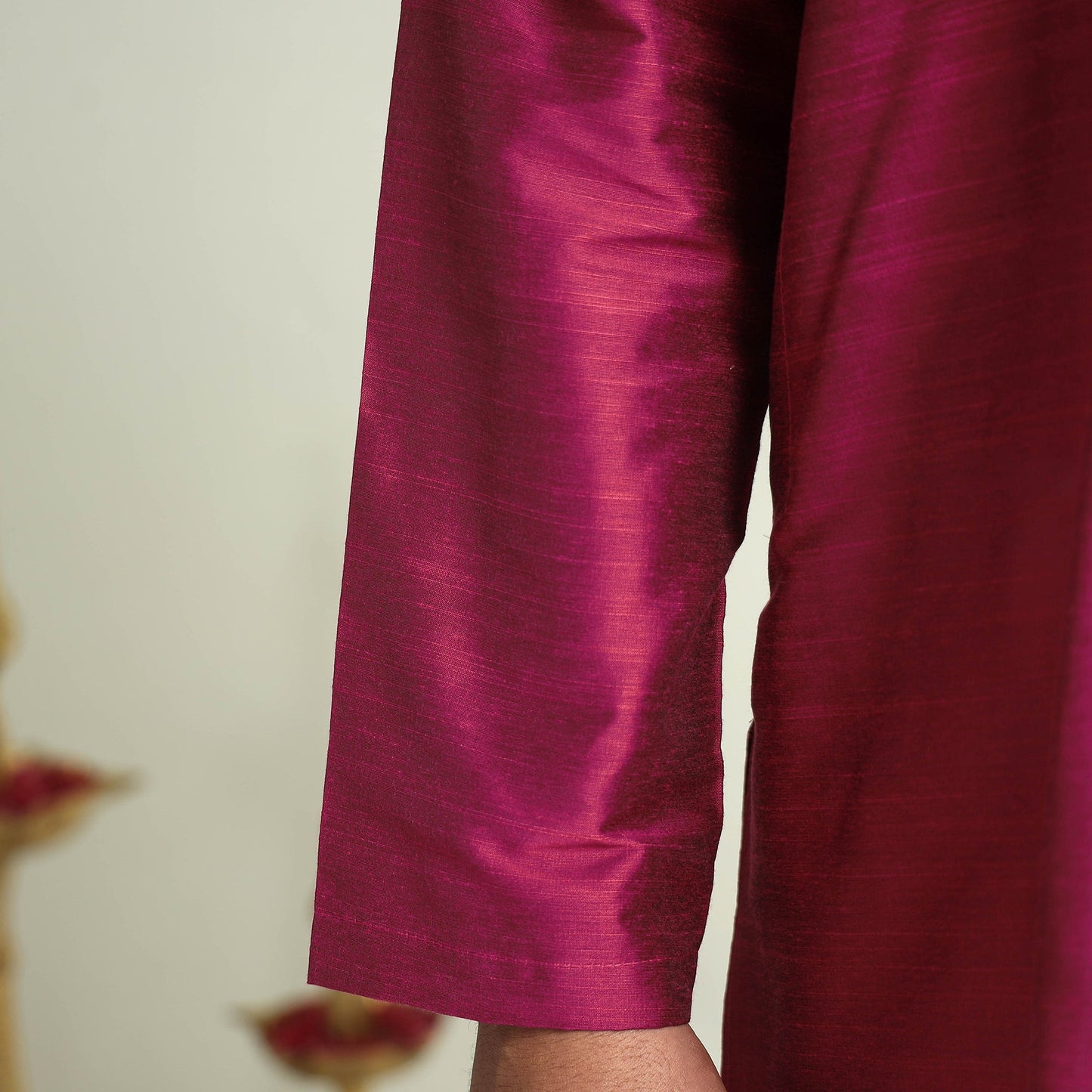 Buy Plain Dyed Slub Silk Men Long Kurta Online at iTokri.com