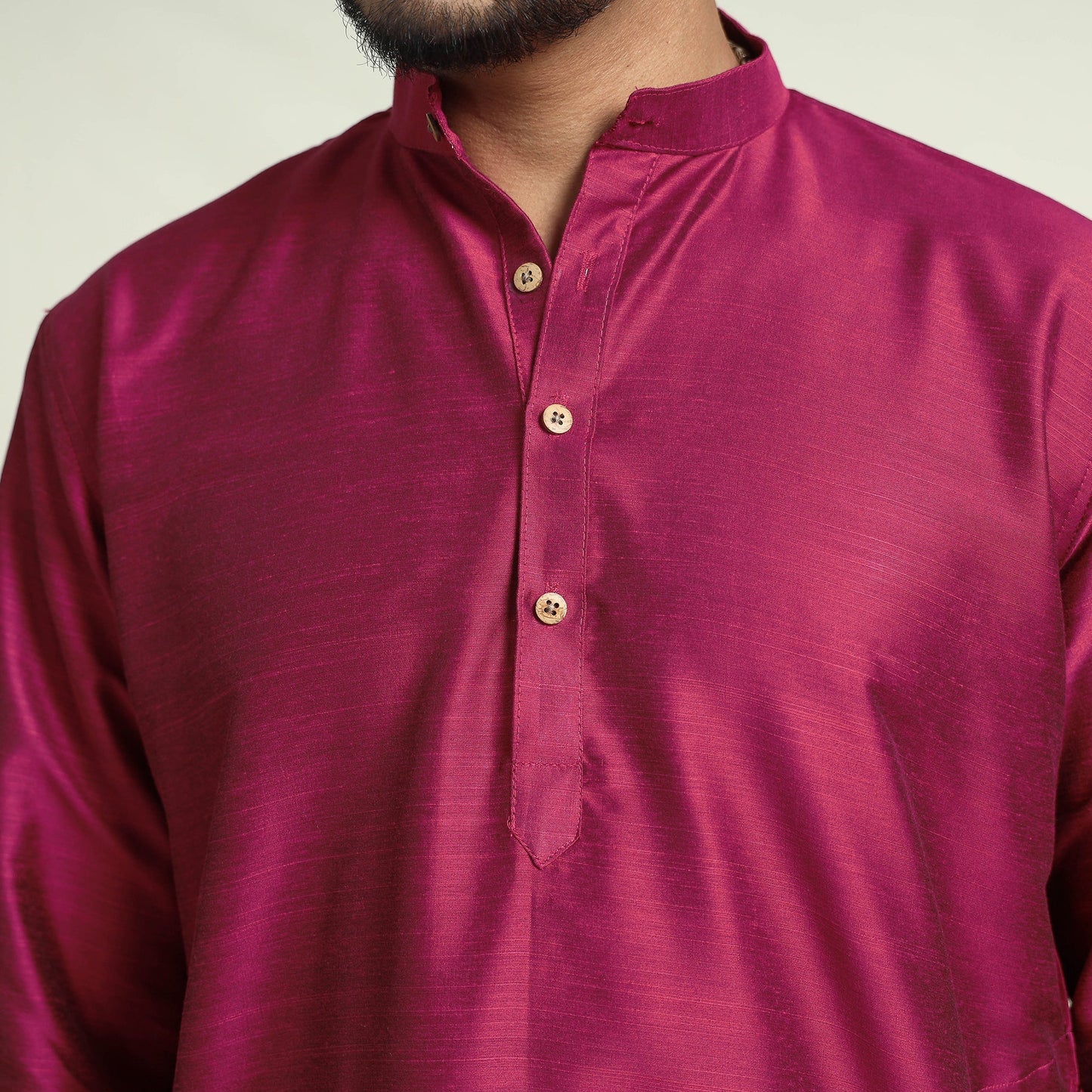 Buy Plain Dyed Slub Silk Men Long Kurta Online at iTokri.com