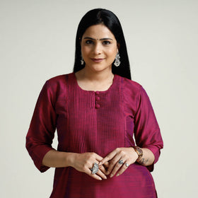 Buy Plain Silk Pintuck Long Kurta Online at iTokri.com