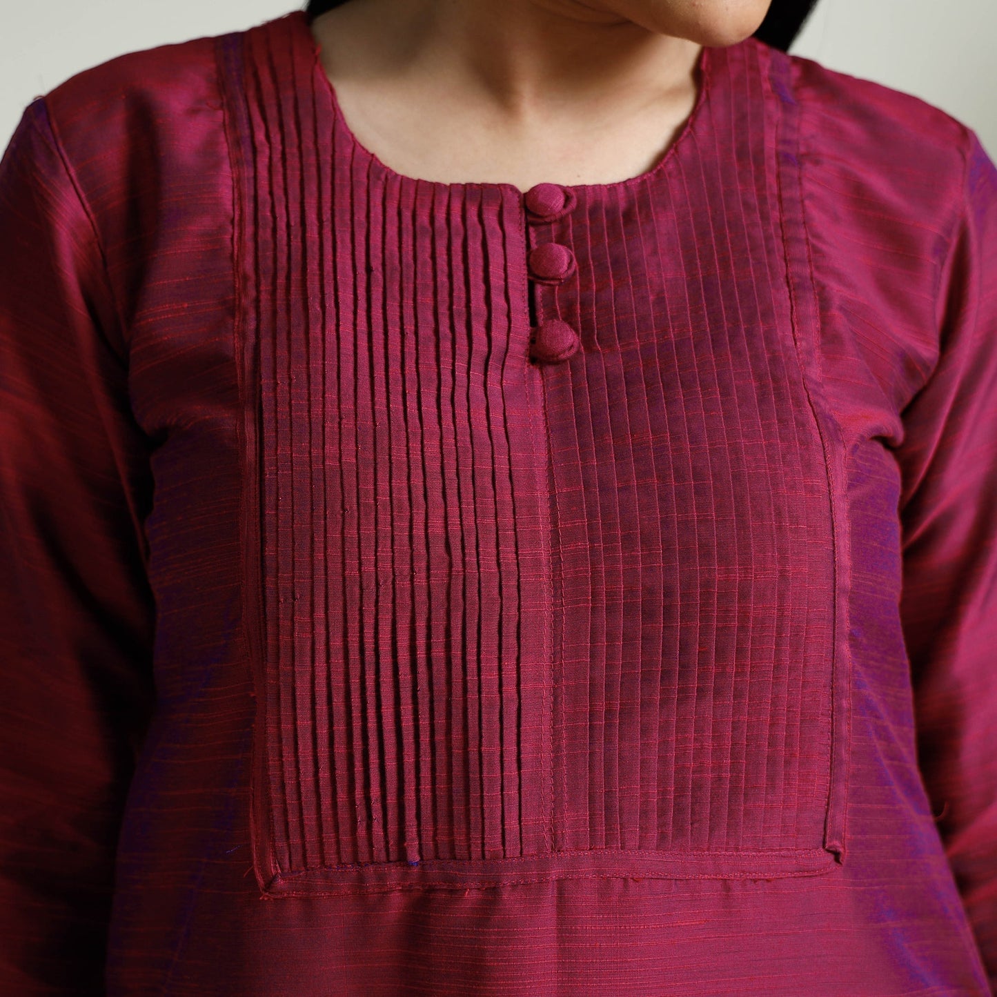 Buy Plain Silk Pintuck Long Kurta Online at iTokri.com