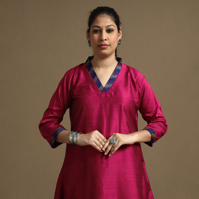  Plain Solid Slub Silk kurta