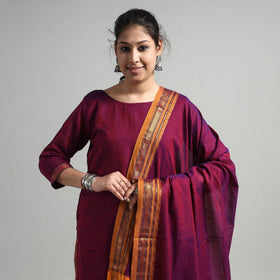 Dark purple - dharwad cotton kurta with palazzo & dupatta