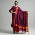 Dark purple - dharwad cotton kurta with palazzo & dupatta
