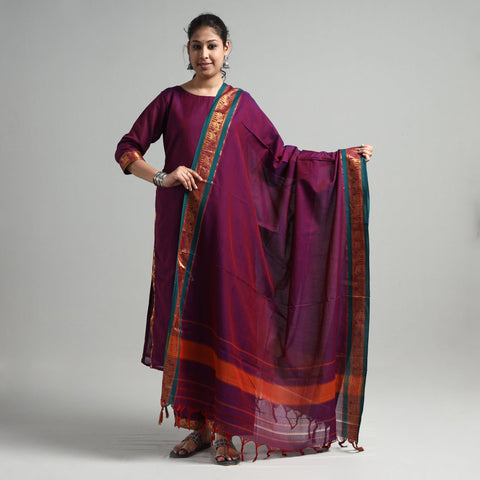 Dark purple - dharwad cotton kurta with palazzo & dupatta