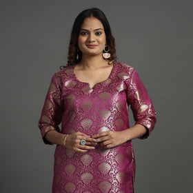 Dark purple - elegant banarasi brocade silk kurta with pant