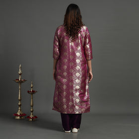 Dark purple - elegant banarasi brocade silk kurta with pant