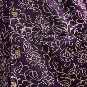 Dark purple - hand printed mashru silk nehru jacket
