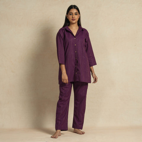 Buy Jacquard Cotton Top & Pyjama Night Suit Set Online at iTokri.com