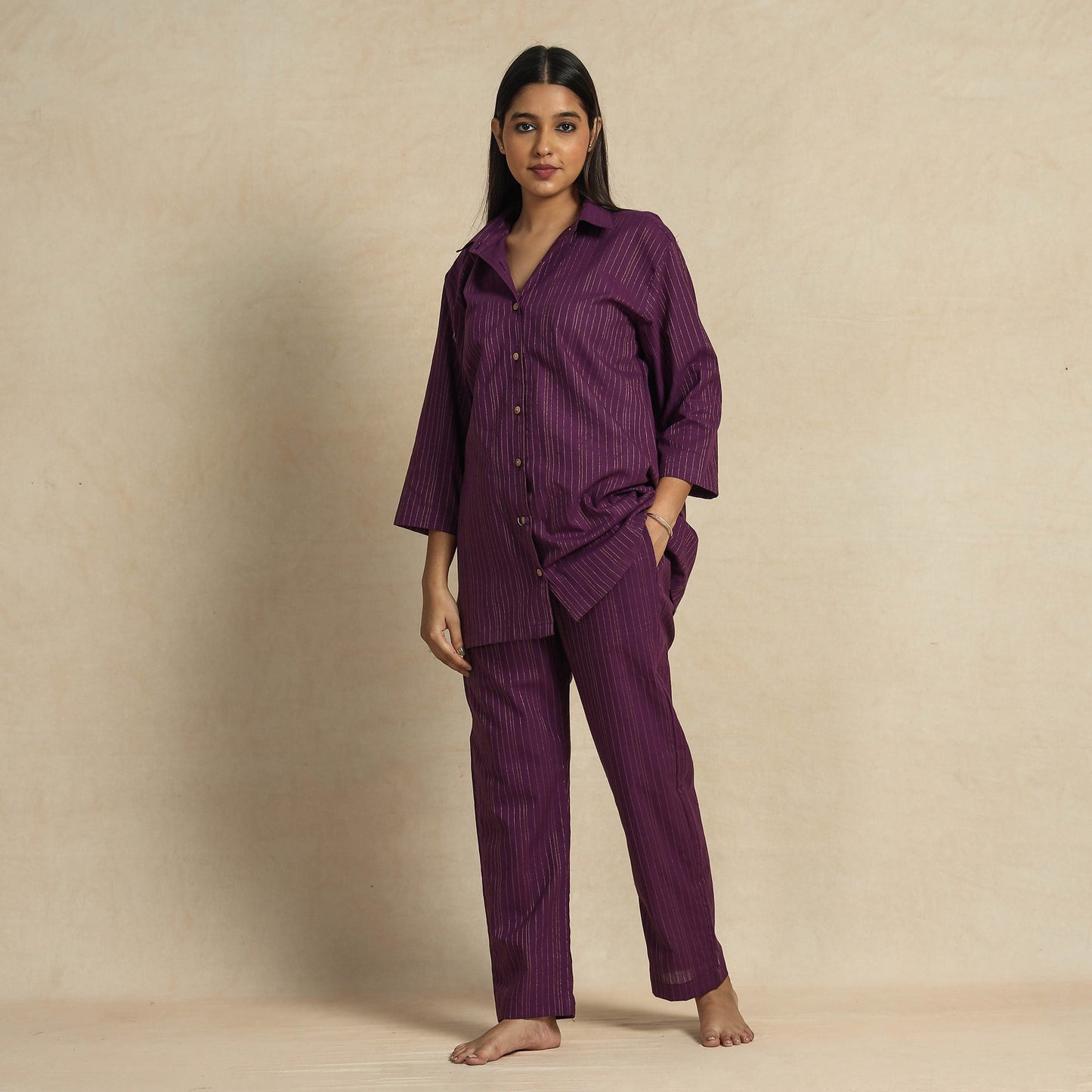 Buy Jacquard Cotton Top & Pyjama Night Suit Set Online at iTokri.com