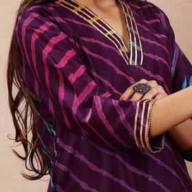 Buy Leheriya Tie-Dye Chanderi Silk Long Kurta Online l iTokri.com