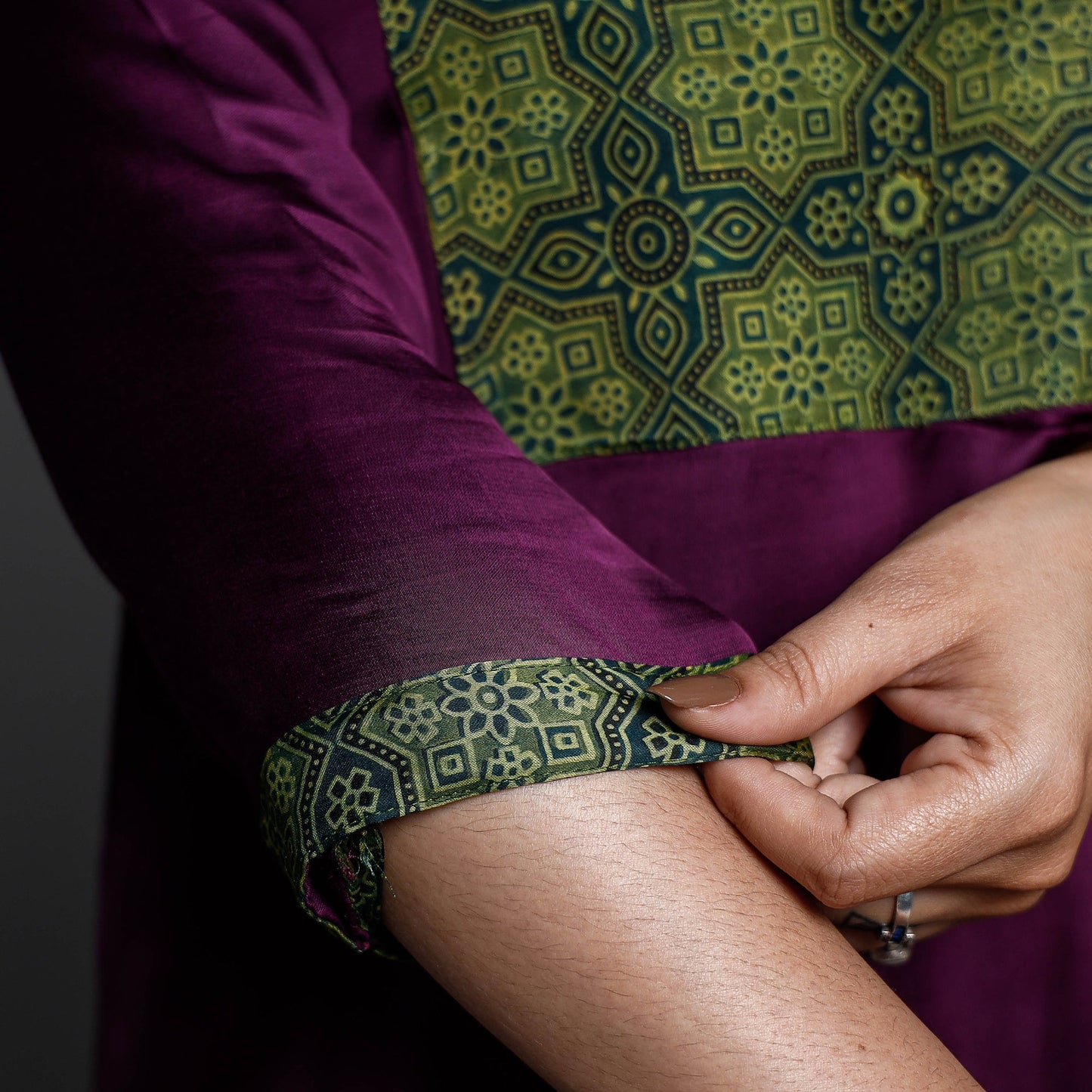 Dark purple modal silk plain long straight kurta