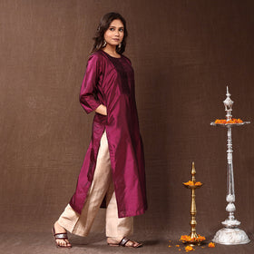 Pintuck Pure Silk Plain Kurta