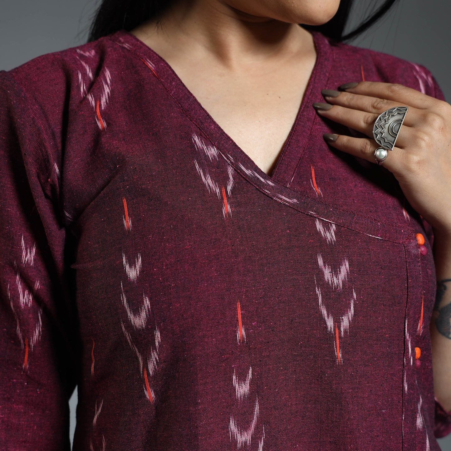 Buy Pochampally Ikat Weave Cotton Long Kurta Online at iTokri.com
