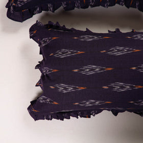 Dark Purple Set of 2 Pochampally Ikat Cotton Frill Pillow Covers