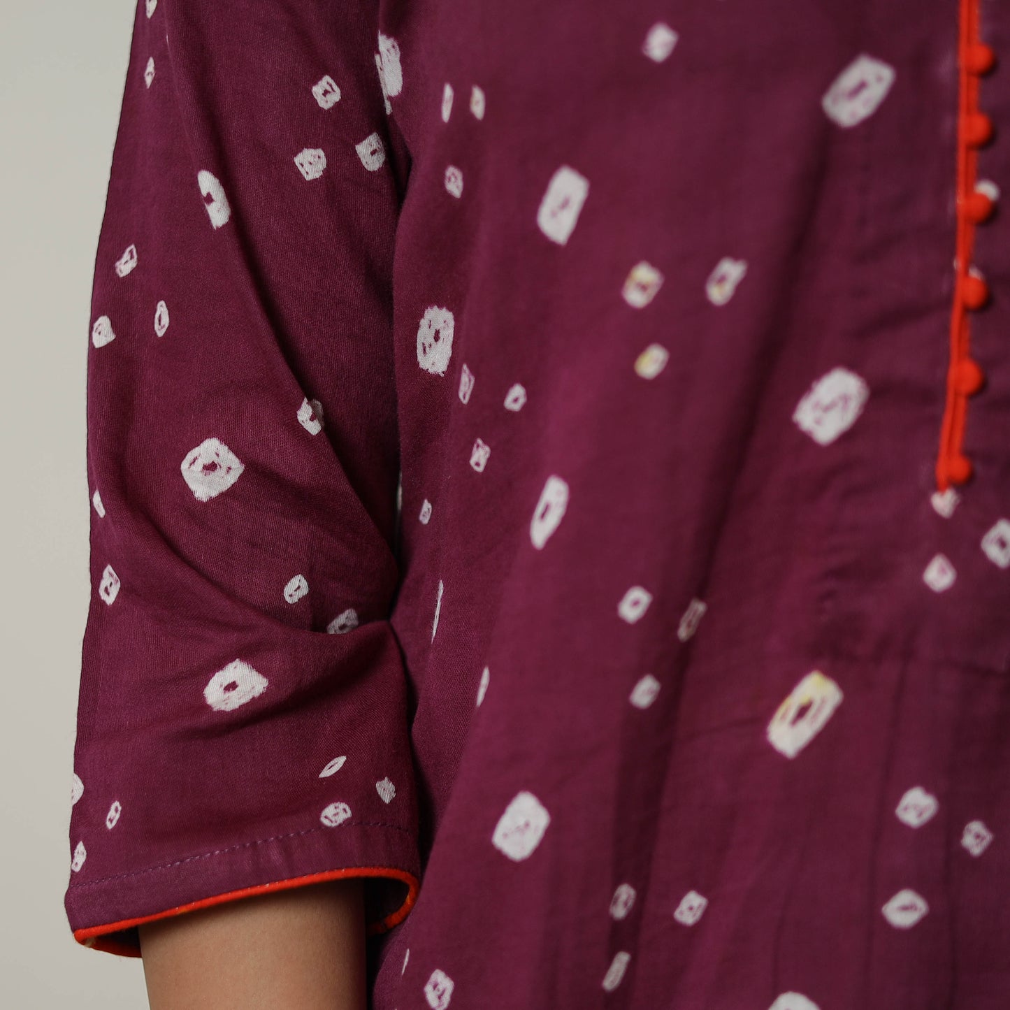 Buy Dark Purple Tie & dye Cotton Straight Bandhani Kurta 