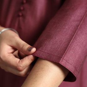 Buy Brick Red Tussar Silk Plain Kurta for Women