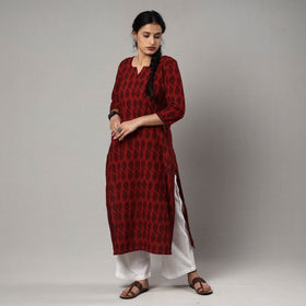 Buy Block Print Cotton Straight Bagh Kurta For Women