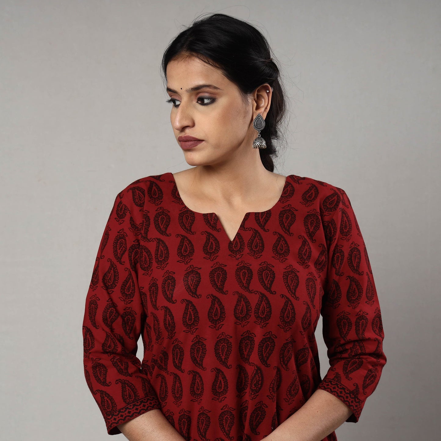 Buy Block Print Cotton Straight Bagh Kurta For Women