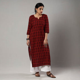 Buy Block Print Cotton Straight Bagh Kurta For Women