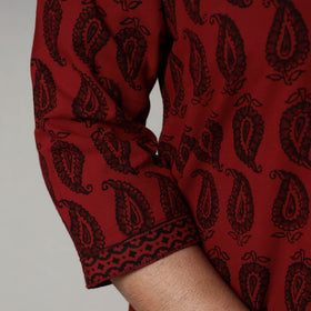 Buy Block Print Cotton Straight Bagh Kurta For Women