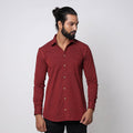 Dark red - jhiri handloom cotton men full sleeve shirt
