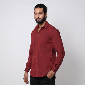 Dark red - jhiri handloom cotton men full sleeve shirt