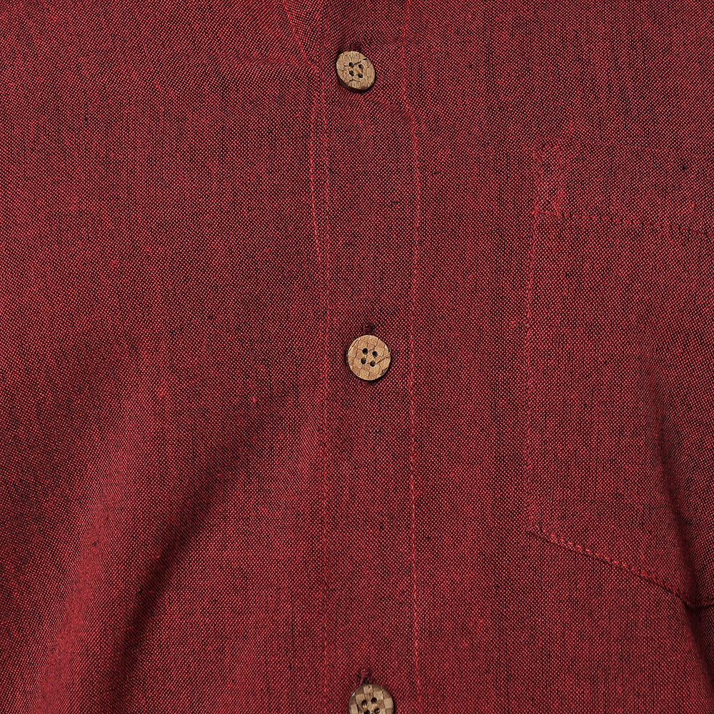 Dark red - jhiri handloom cotton men full sleeve shirt