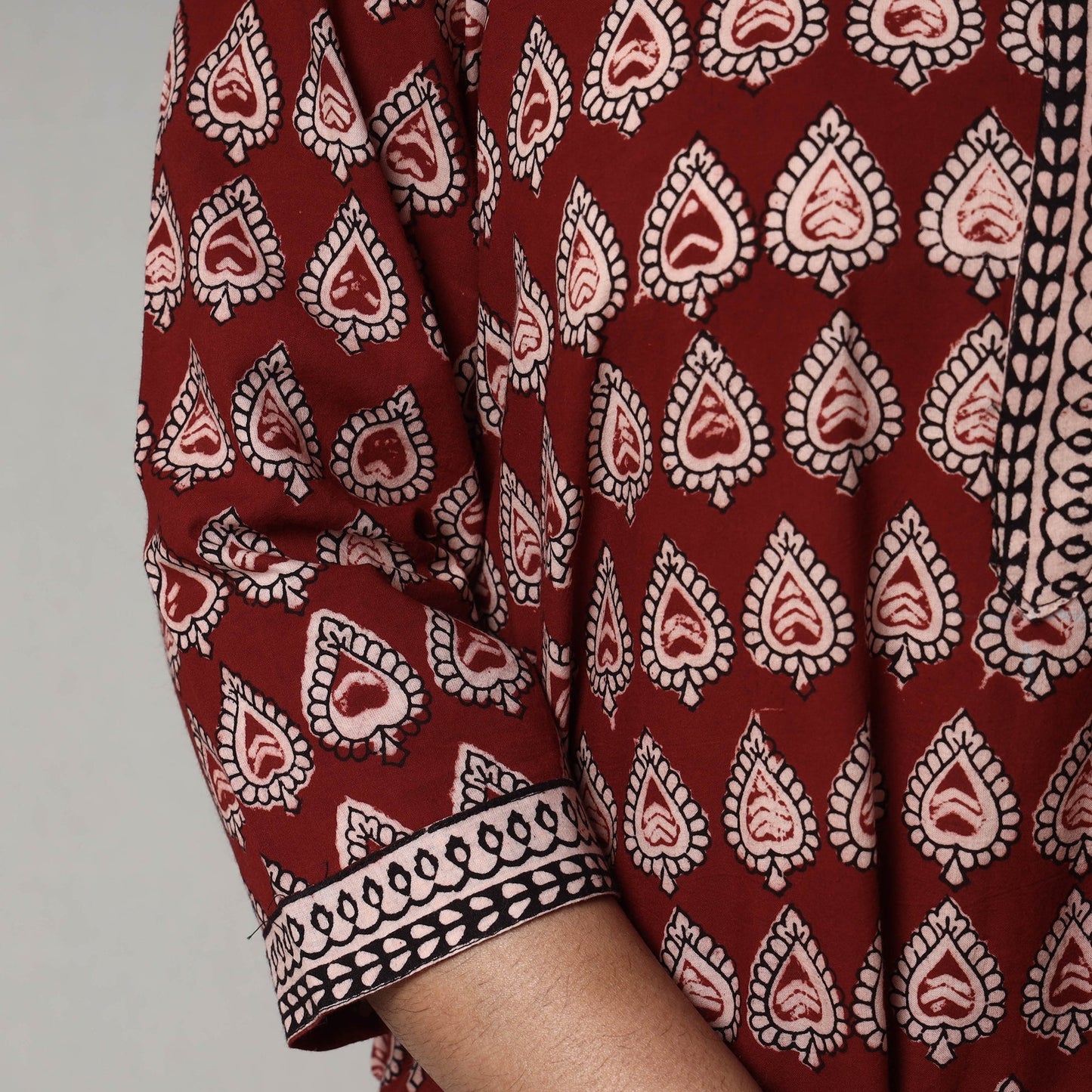 Buy Block Print Cotton Straight Bagh Kurta For Women
